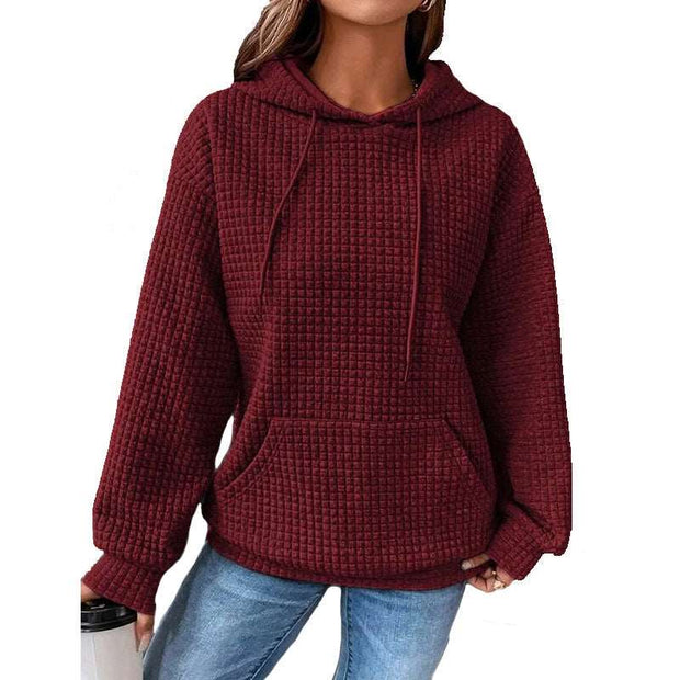 Fashion Waffle Hoodie Sweater Women's Sports Sweatshirt Casual Long Sleeve Tops Womens Clothing - Jo-Bolt-Store