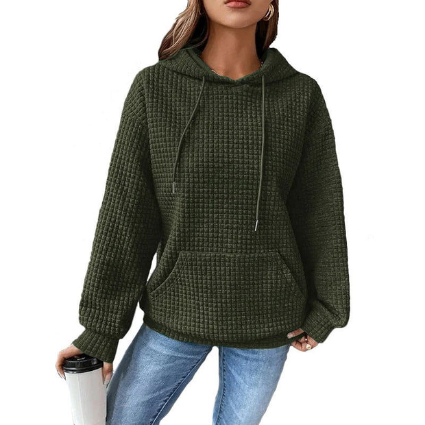Fashion Waffle Hoodie Sweater Women's Sports Sweatshirt Casual Long Sleeve Tops Womens Clothing - Jo-Bolt-Store