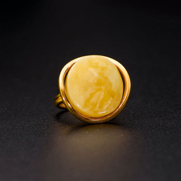 Gold Plated Pure Amber Ring Zvoruna, One Size - Jo-Bolt-Store