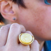 Gold Plated Pure Amber Ring Zvoruna, One Size - Jo-Bolt-Store