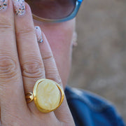 Gold Plated Pure Amber Ring Zvoruna, One Size - Jo-Bolt-Store