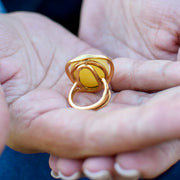 Gold Plated Pure Amber Ring Zvoruna, One Size - Jo-Bolt-Store