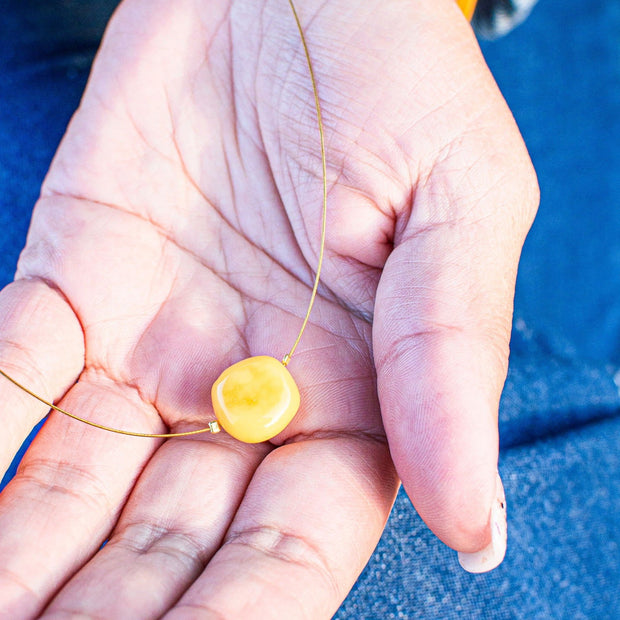 Gold Plated String Baltic Amber Necklace Jura - Jo-Bolt-Store