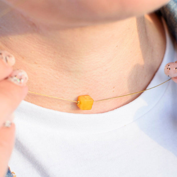 Gold Plated String Baltic Amber Necklace Saule, - Jo-Bolt-Store