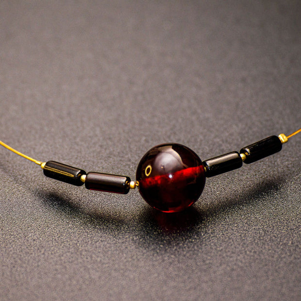 Gold Plated String Baltic Amber Neckless Saulelydis - Jo-Bolt-Store
