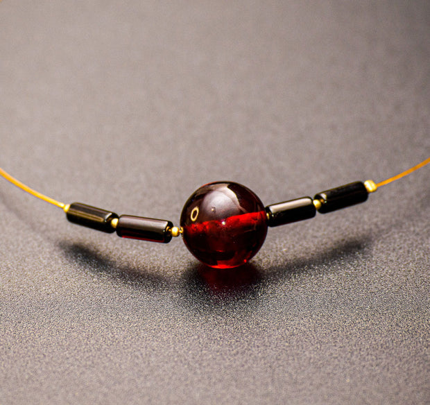 Gold Plated String Baltic Amber Neckless Saulelydis - Jo-Bolt-Store