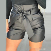 High Waist Black Strap Slim Fit Pu Shorts Belted - Jo-Bolt-Store
