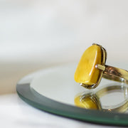 Sterling Silver Pure Baltic Amber Ring Dalia, Size 18