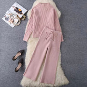 Knitted Sweater Wide Leg Pants Two-piece Set - Jo-Bolt-Store