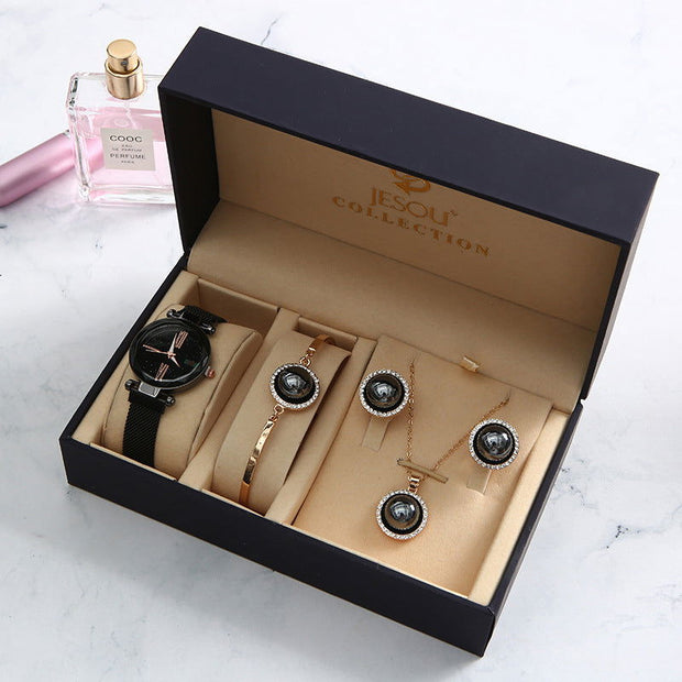 Light Luxury Ladies Quartz Watch Waterproof Fashion Watch Watch Bracelet Five-Piece Gift Set - Jo-Bolt-Store