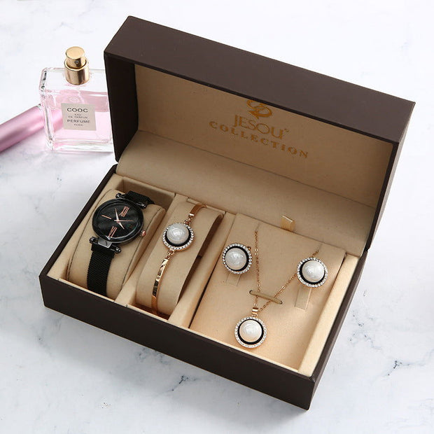 Light Luxury Ladies Quartz Watch Waterproof Fashion Watch Watch Bracelet Five-Piece Gift Set - Jo-Bolt-Store