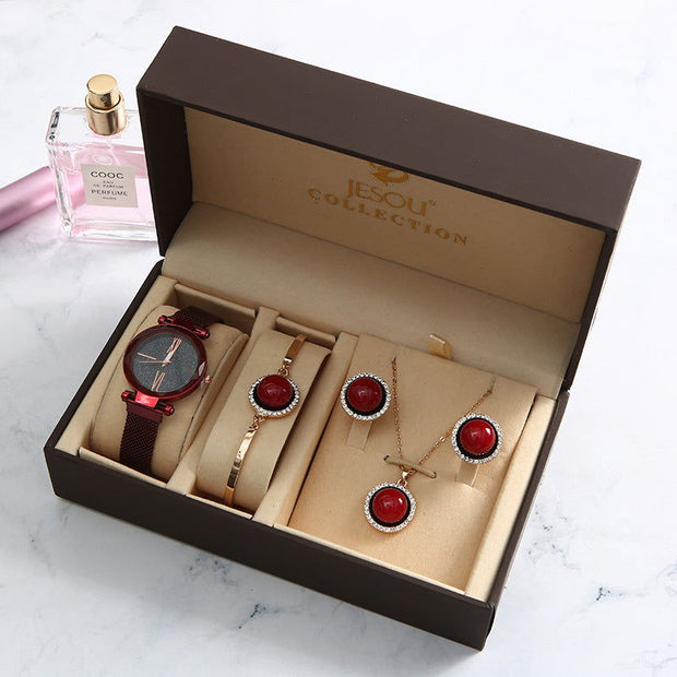 Light Luxury Ladies Quartz Watch Waterproof Fashion Watch Watch Bracelet Five-Piece Gift Set - Jo-Bolt-Store