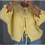Long Sleeve Lace-up Knitted Cardigan Sweater - Jo-Bolt-Store
