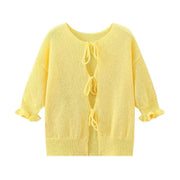 Long Sleeve Lace-up Knitted Cardigan Sweater - Jo-Bolt-Store