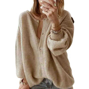 Long Sleeved Knitted Cardigan Sweater Lantern Sleeves - Jo-Bolt-Store
