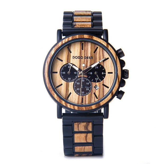 Luxury Wood Stainless Steel Men Watch Stylish Wooden - Jo-Bolt-Store