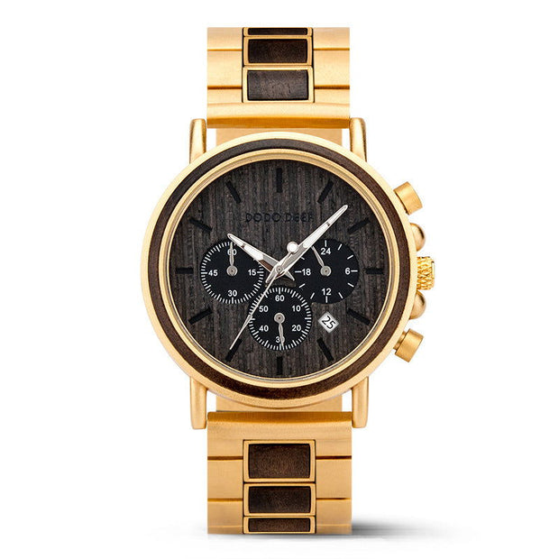 Luxury Wood Stainless Steel Men Watch Stylish Wooden - Jo-Bolt-Store
