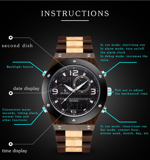 Luxury Wood Watch Handmade Chronograph Man - Jo-Bolt-Store
