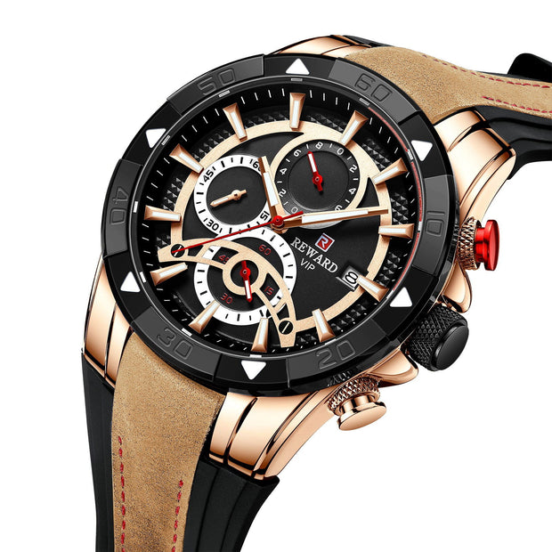 Men's Watch Calendar Watch Tape Quartz Watch Six-pin Watch Business Men's Watch - Jo-Bolt-Store