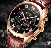 Men's Watch Top Brand Luxury Waterproof Date Quartz Leather Sport Chronogra - Jo-Bolt-Store