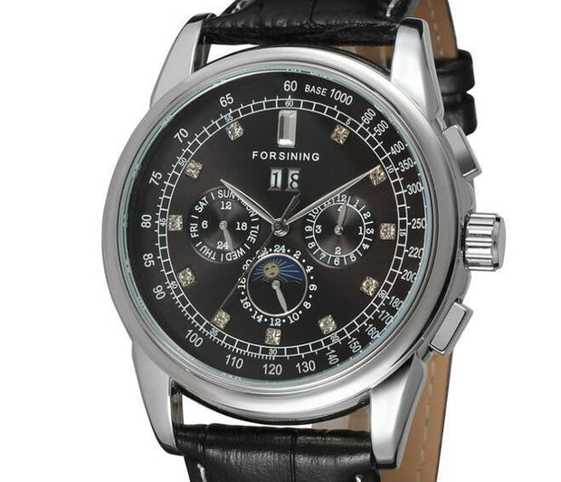 Moon Phase Shanghai Movement Rose Gold Case Brown Leather Strap Men Watch Top Brand Luxury Automatic Self Wind Watch - Jo-Bolt-Store