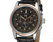 Moon Phase Shanghai Movement Rose Gold Case Brown Leather Strap Men Watch Top Brand Luxury Automatic Self Wind Watch - Jo-Bolt-Store