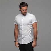 New Summer Shirt  Fitness Clothing Cotton Tops Short Sleeve Sports Shirts Brand Mens Short Cool Casual Fashion Breathable Shirt - Jo-Bolt-Store