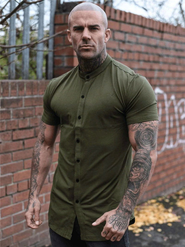 New Summer Shirt  Fitness Clothing Cotton Tops Short Sleeve Sports Shirts Brand Mens Short Cool Casual Fashion Breathable Shirt - Jo-Bolt-Store