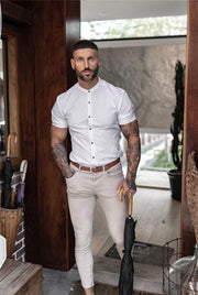 New Summer Shirt  Fitness Clothing Cotton Tops Short Sleeve Sports Shirts Brand Mens Short Cool Casual Fashion Breathable Shirt - Jo-Bolt-Store