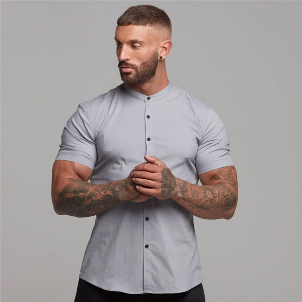 New Summer Shirt  Fitness Clothing Cotton Tops Short Sleeve Sports Shirts Brand Mens Short Cool Casual Fashion Breathable Shirt - Jo-Bolt-Store