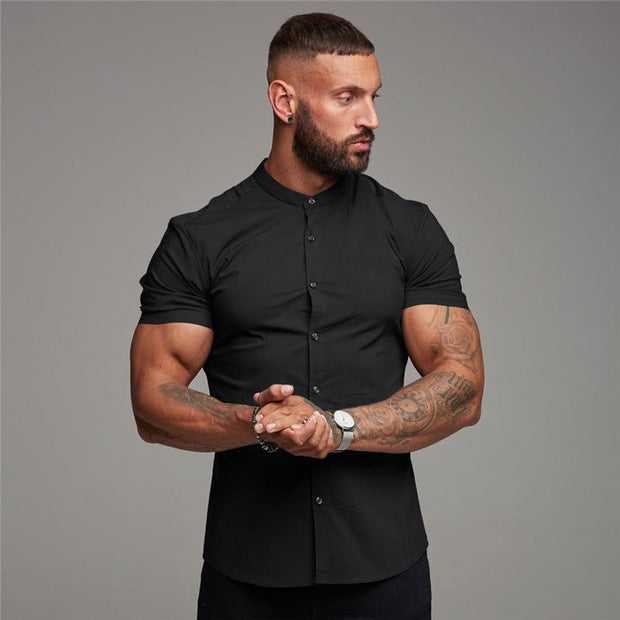 New Summer Shirt  Fitness Clothing Cotton Tops Short Sleeve Sports Shirts Brand Mens Short Cool Casual Fashion Breathable Shirt - Jo-Bolt-Store