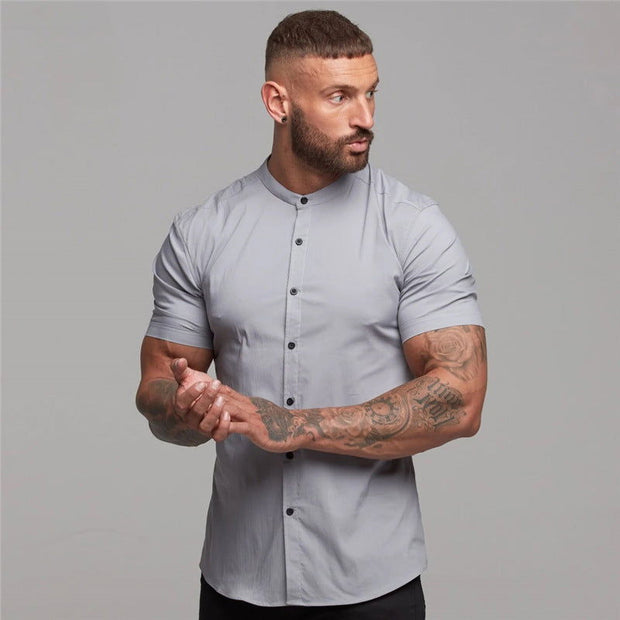New Summer Shirt  Fitness Clothing Cotton Tops Short Sleeve Sports Shirts Brand Mens Short Cool Casual Fashion Breathable Shirt - Jo-Bolt-Store
