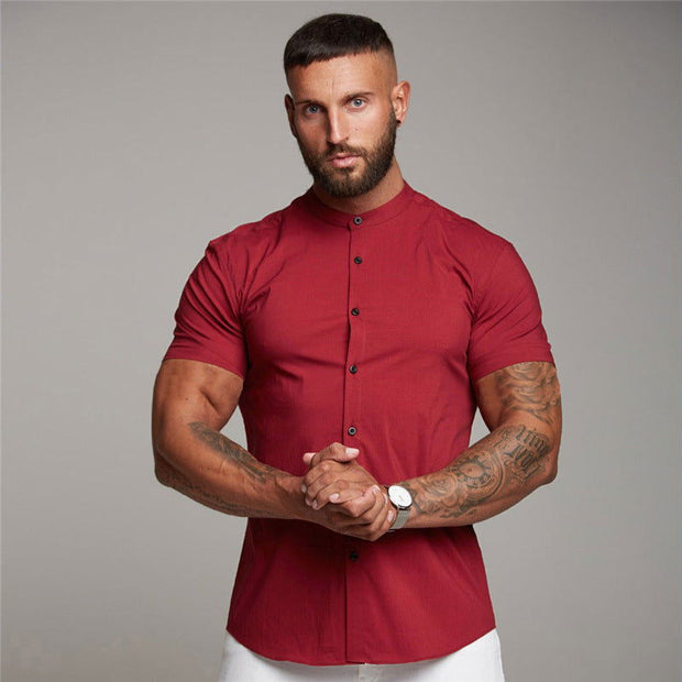 New Summer Shirt  Fitness Clothing Cotton Tops Short Sleeve Sports Shirts Brand Mens Short Cool Casual Fashion Breathable Shirt - Jo-Bolt-Store