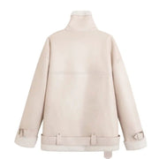 New Women's Fleece-lined PU Coat Lamb Wool Thickened Coat - Jo-Bolt-Store