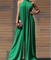 Pure Color Halter Sleeveless Casual Plus Size Jumpsuit - Jo-Bolt-Store