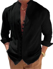 Retro Button Design Long-sleeved Shirt Men's Casual Loose Top Mens Clothing - Jo-Bolt-Store