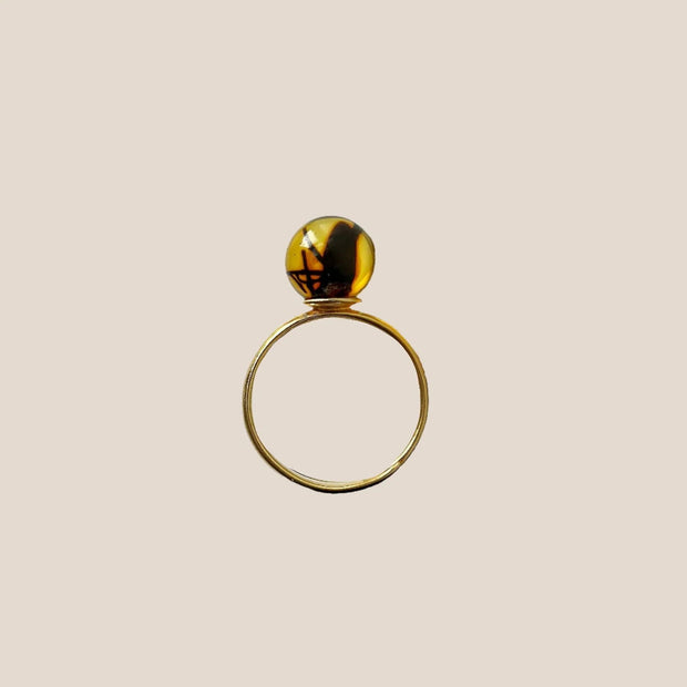 Ring With Inclusion, Gold Plated Silver 925 Secrets - Jo-Bolt-Store