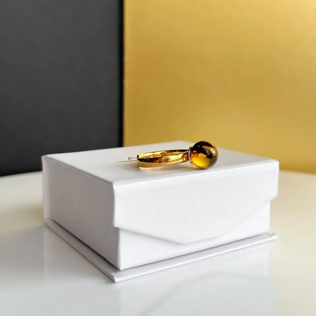 Ring With Inclusion, Gold Plated Silver 925 Secrets - Jo-Bolt-Store