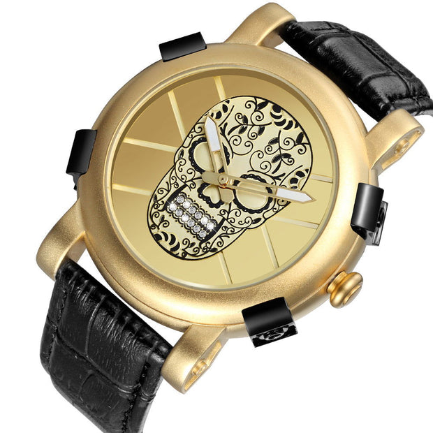 SKONE Pirate Skeleton Skull Quartz Men Watches Luxury Waterproof Leather Men Sports Watch - Jo-Bolt-Store