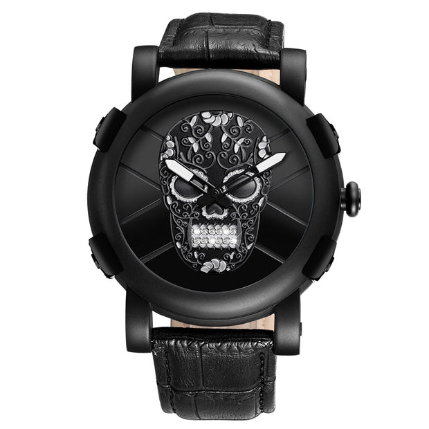 SKONE Pirate Skeleton Skull Quartz Men Watches Luxury Waterproof Leather Men Sports Watch - Jo-Bolt-Store