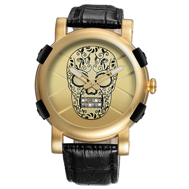 SKONE Pirate Skeleton Skull Quartz Men Watches Luxury Waterproof Leather Men Sports Watch - Jo-Bolt-Store