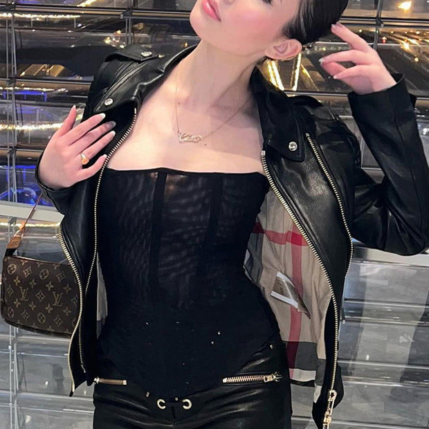 Skinny Sleeveless Tube Top Women Summer New Mesh Crop Corset Tank Party Streetwear Chest - Jo-Bolt-Store