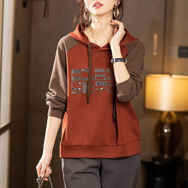 Splicing Pullover Hooded Sweater For Women - Jo-Bolt-Store