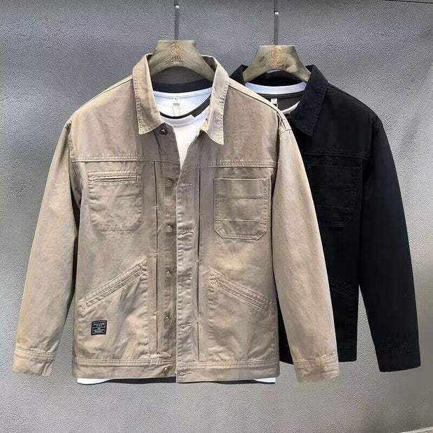 Spring And Autumn Leisure Short Solid Color Denim Coat Men's Business Shirt Jacket Simple Top - Jo-Bolt-Store