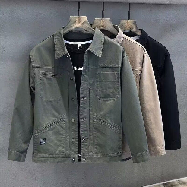 Spring And Autumn Leisure Short Solid Color Denim Coat Men's Business Shirt Jacket Simple Top - Jo-Bolt-Store
