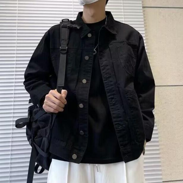 Spring And Autumn Leisure Short Solid Color Denim Coat Men's Business Shirt Jacket Simple Top - Jo-Bolt-Store