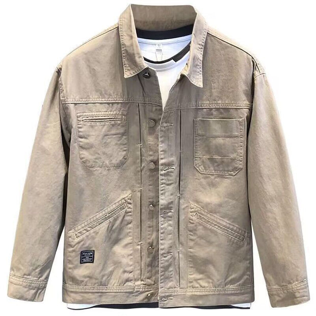 Spring And Autumn Leisure Short Solid Color Denim Coat Men's Business Shirt Jacket Simple Top - Jo-Bolt-Store