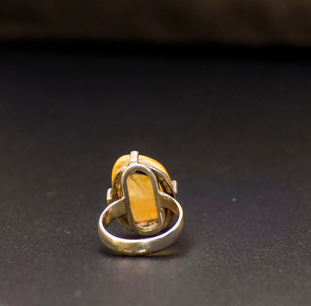 Sterling Silver Pure Baltic Amber Ring Dalia, Size 18 - Jo-Bolt-Store