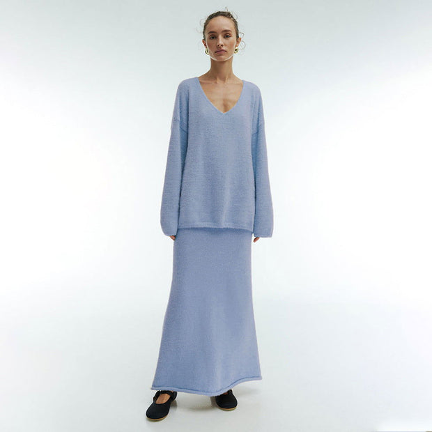 Sweater Suit Women's Simple Knitting V-neck - Jo-Bolt-Store