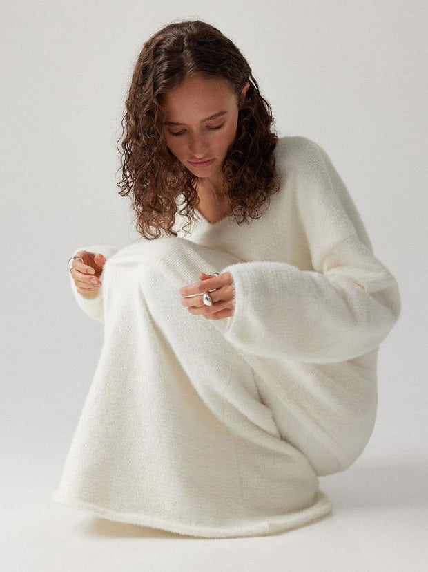 Sweater Suit Women's Simple Knitting V-neck - Jo-Bolt-Store
